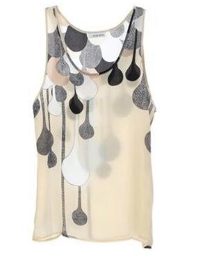 Stine Goya Silk Pale Peach Abstract Printed Tank Top L